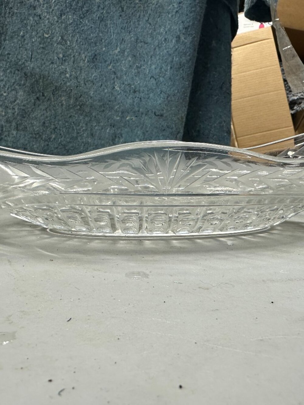 Antique Glass Etched Sunburst Celery Bowl By Westmorland EEUC 1900’S 11"x10"x5"